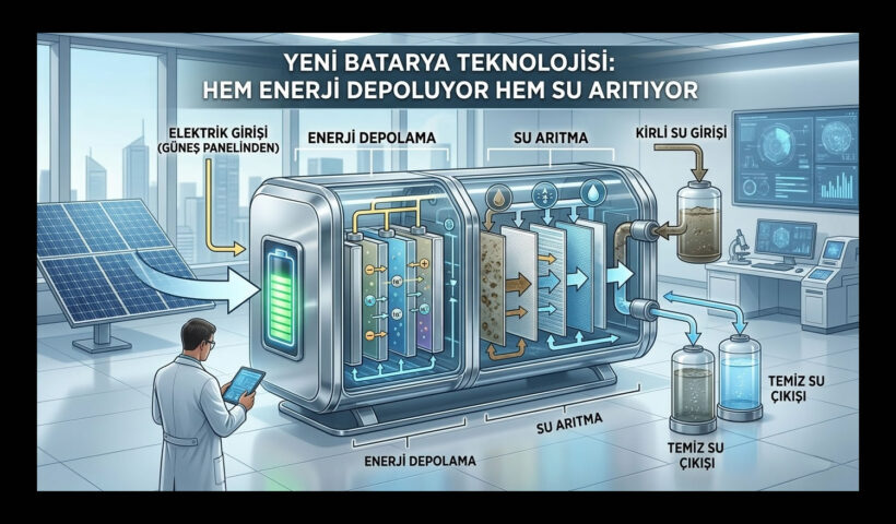 Yeni Batarya Teknolojisi Hem Enerji Depoluyor Hem Su Arıtıyor!